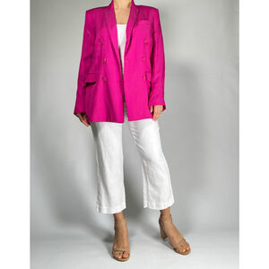 Women's Zara Blazer Size S Fuchsia Pink Double Breasted Jacket